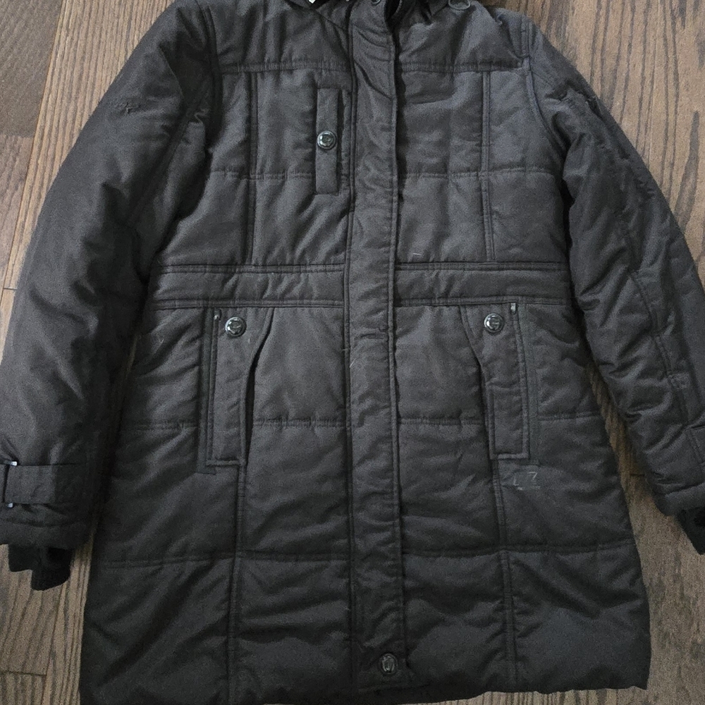 Black Quilted Hooded Coat - Picture 2 of 5